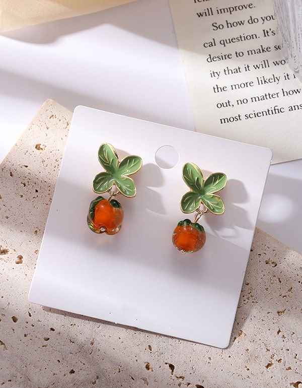 Women's Summer Glass Persimmon Earrings