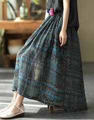 Women's Summer Linen Retro Floral Skirt