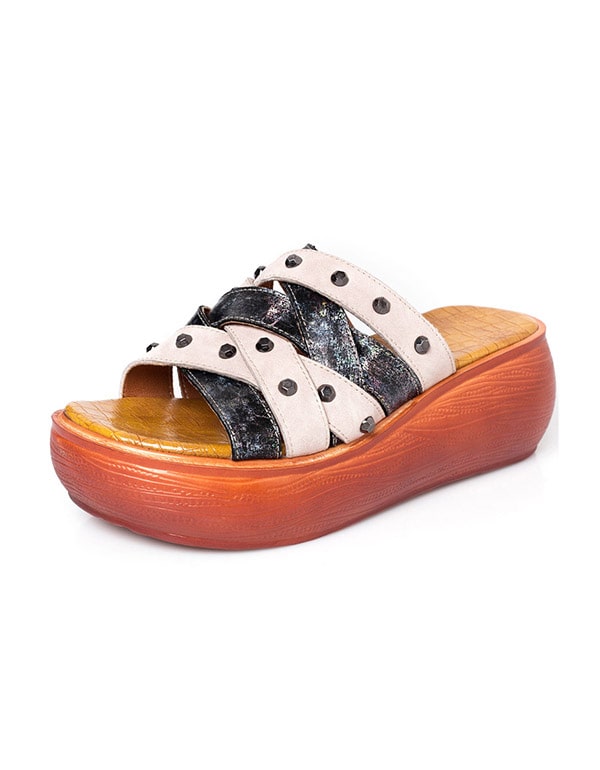 Women's Summer Rivet Platform Slippers