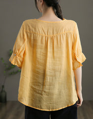 Women's Summer V-neck Ramie Shirt