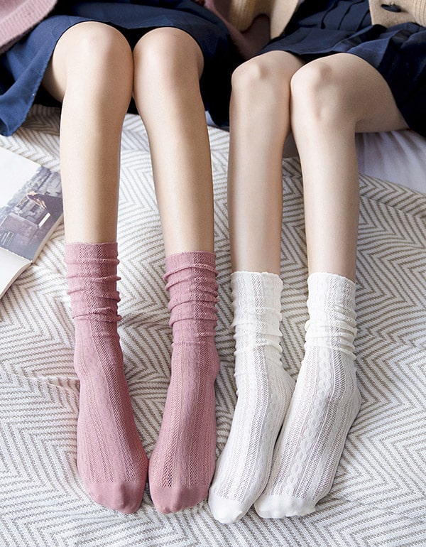 3 Pairs Spring Summer Women's Lace Socks