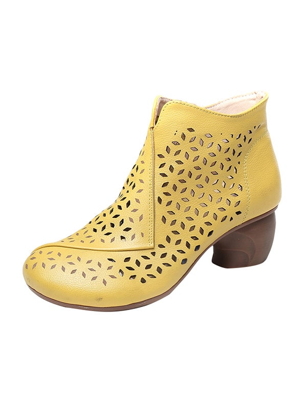 Womens Summer Hollow Retro Chunky Boots