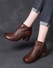 Womens Summer Hollow Retro Chunky Boots