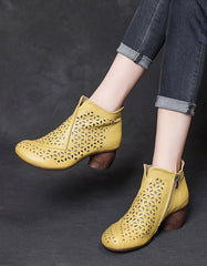 Womens Summer Hollow Retro Chunky Boots