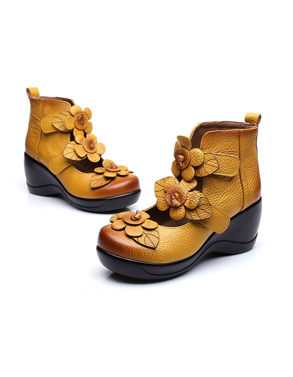 Handmade Flower Ethnic Style Womens Wedge Sandals