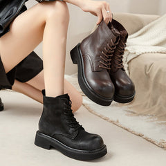 40mm Platform Boots Lace up Martin Boots Big Toe Combat Boots