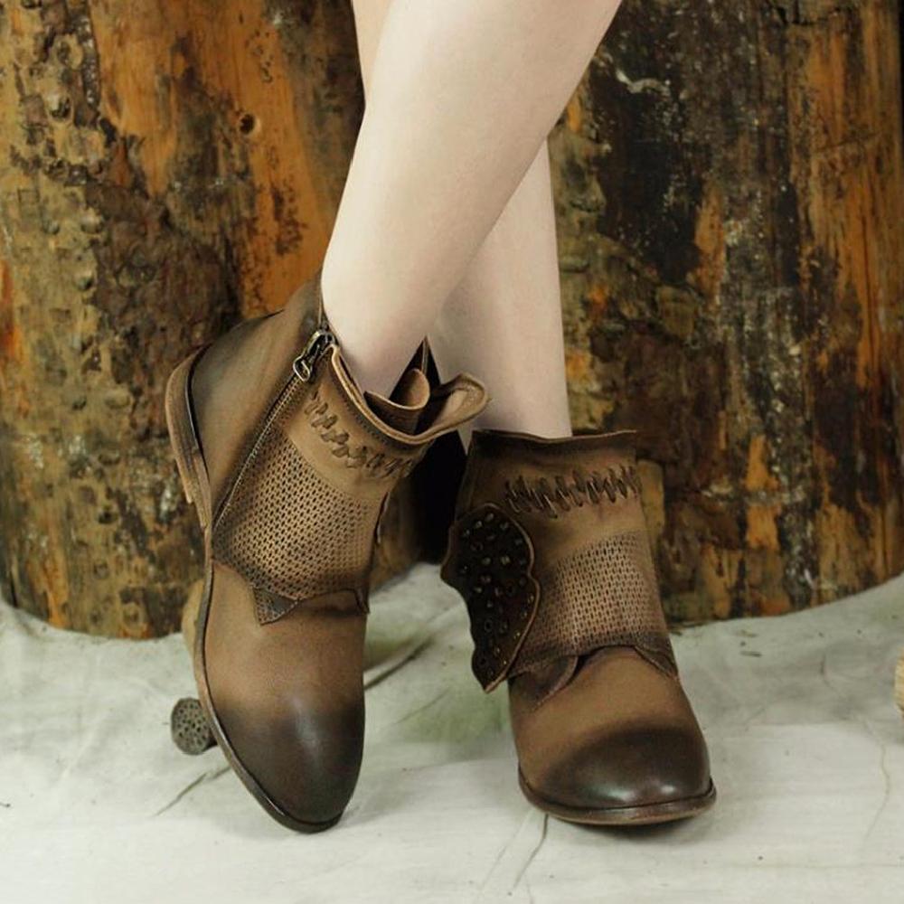 Booties Sheepskin Short Ankle Boots Brown