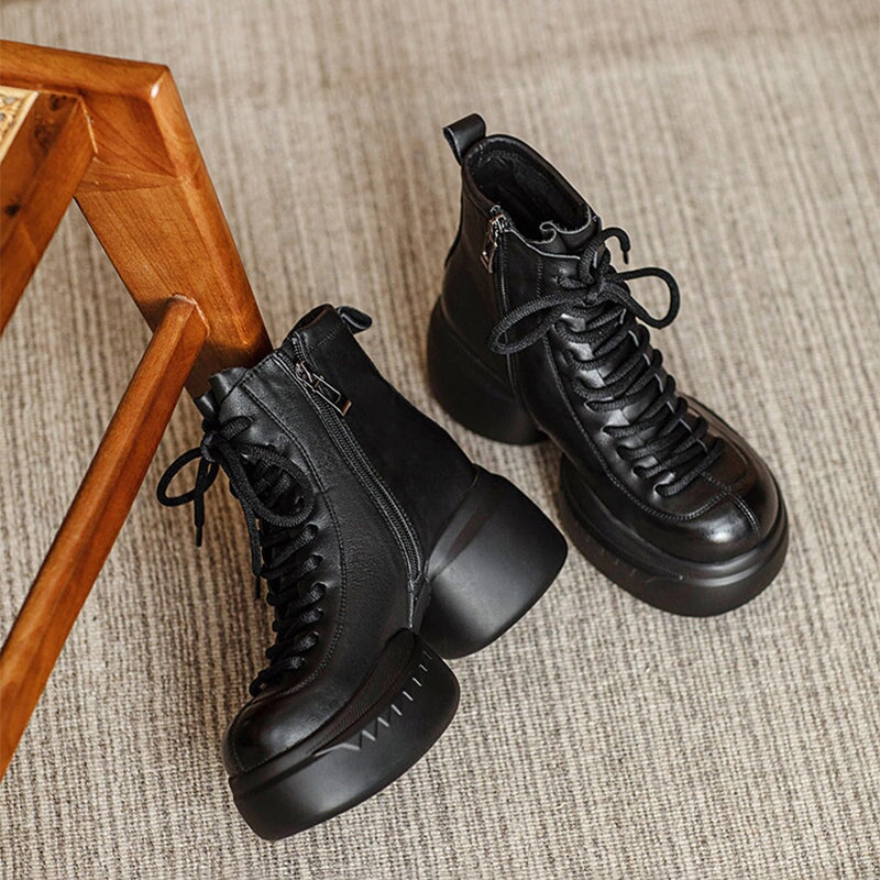 65mm Platform Boots Lace up Martin Boots