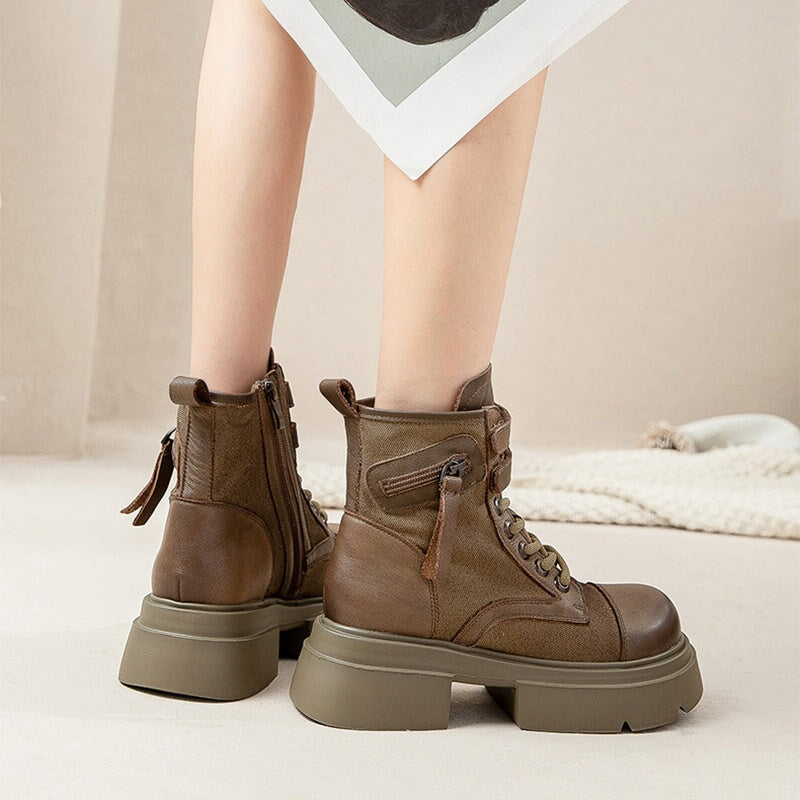 55mm Platform Boots Lace up Martin Boots