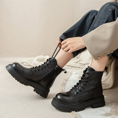 50mm Platform Boots Lace up Martin Boots Round Toe Combat Boots