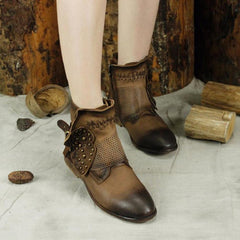 Booties Sheepskin Short Ankle Boots Brown