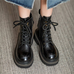 65mm Platform Chunky Lace-Up Combat Boots Martin Boots Ankle Boots