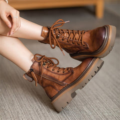 65mm Platform Chunky Lace-Up Combat Boots Martin Boots Ankle Boots