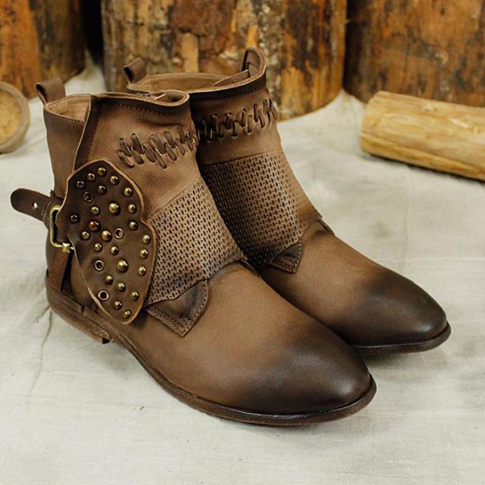 Booties Sheepskin Short Ankle Boots Brown