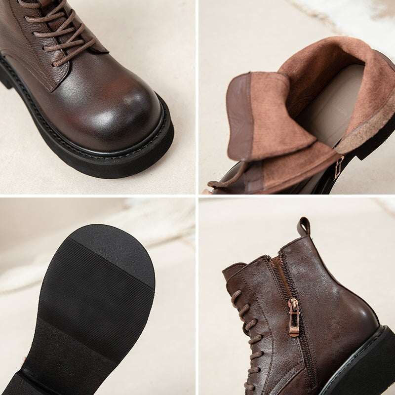 40mm Platform Boots Lace up Martin Boots Big Toe Combat Boots