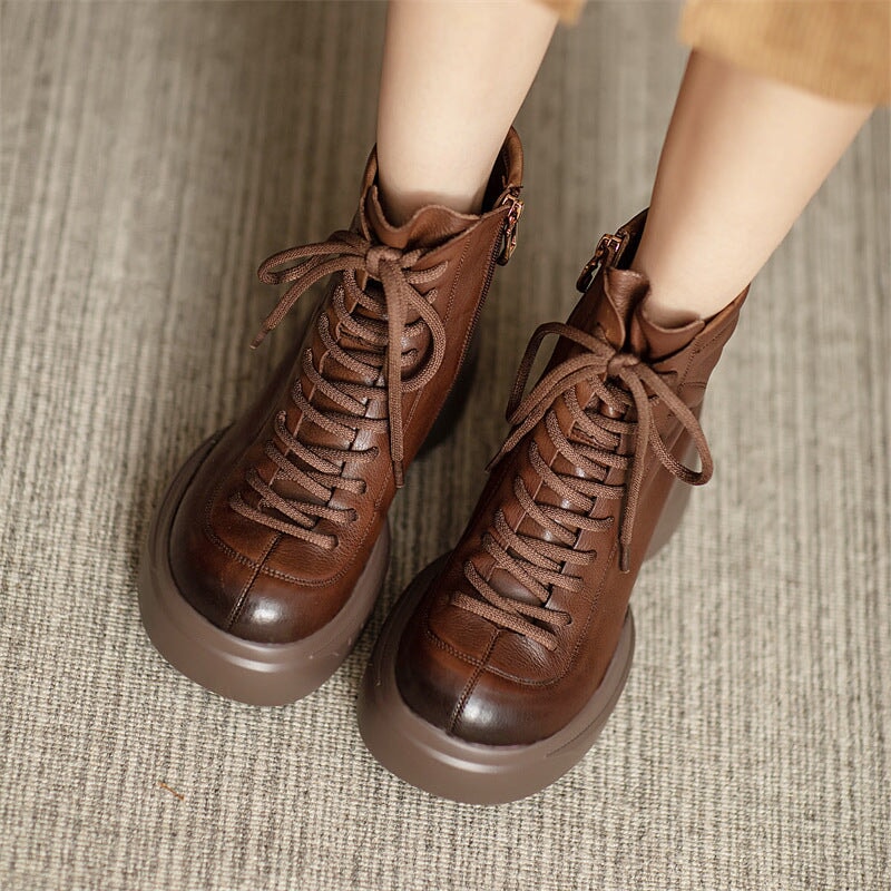 65mm Platform Boots Lace up Martin Boots