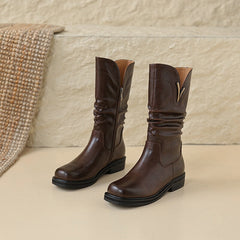 Womens Fold Mid Calf Western Boots