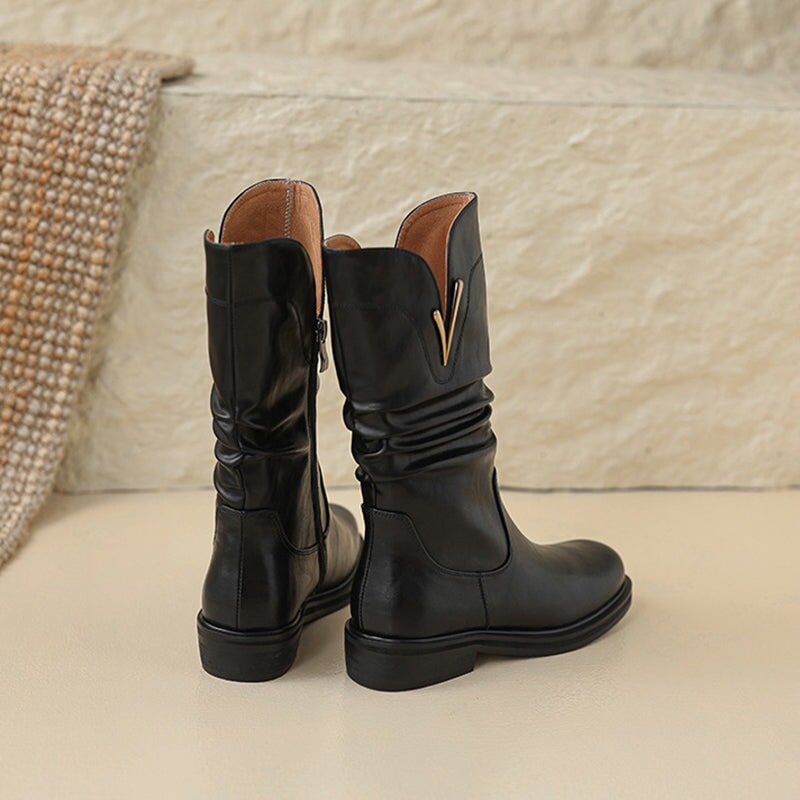 Womens Fold Mid Calf Western Boots