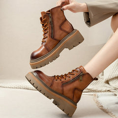 60mm Platform Boots Lace up Martin Boots Big Toe Combat Boots