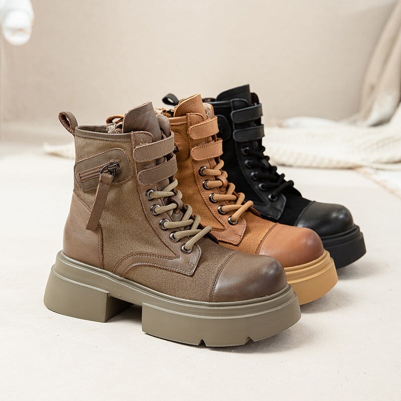 55mm Platform Boots Lace up Martin Boots