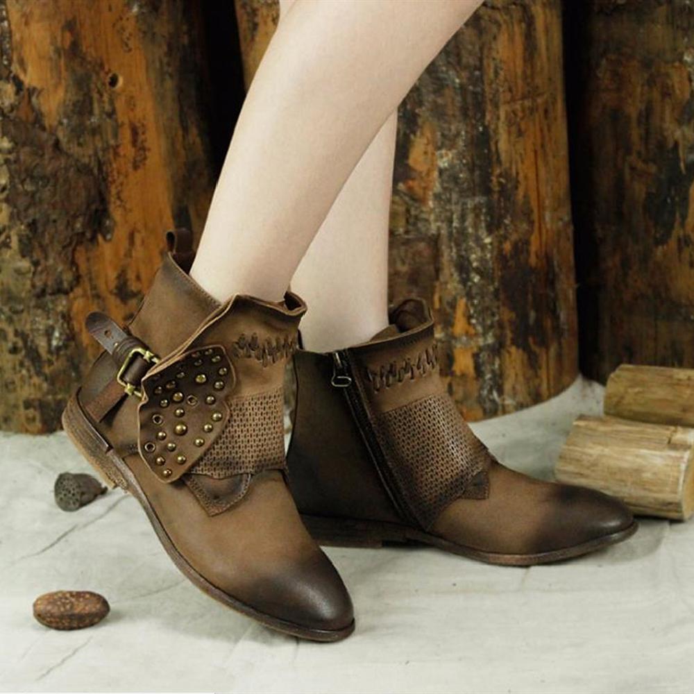 Booties Sheepskin Short Ankle Boots Brown