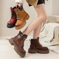 60mm Platform Boots Martin Boots Designer Retro Chunky Riding Boots Yellow/Brown/Red