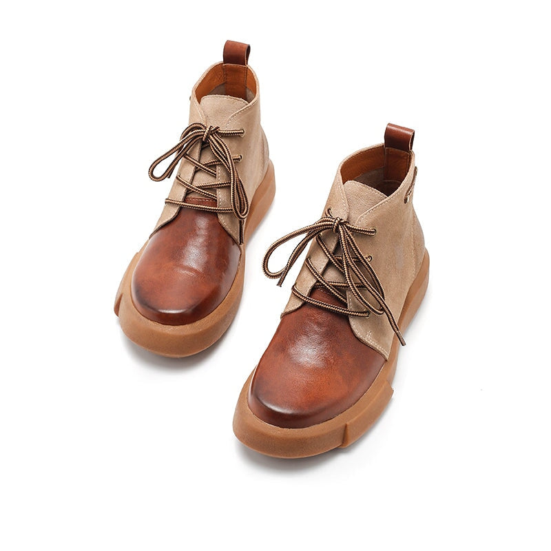 Womens Martin Boots Lace Up Vegetable Tanned Ankle Boots