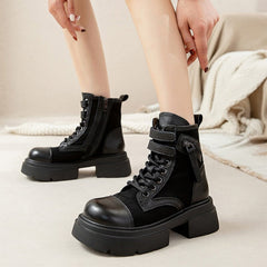 55mm Platform Boots Lace up Martin Boots