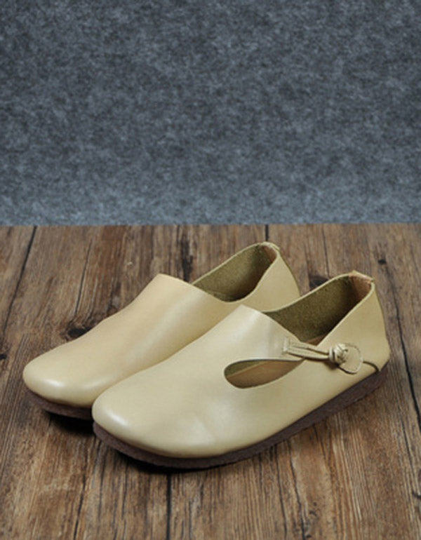 Women Retro Handmade Buckle Soft Flats