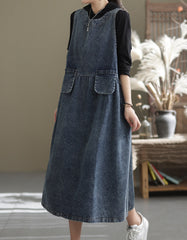 Round Neck Casual Loose Denim Dress