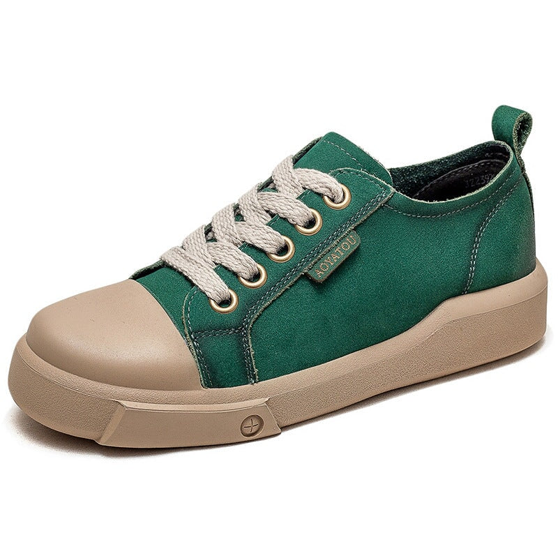 Flat Low Top Sneakers Soft Lace up