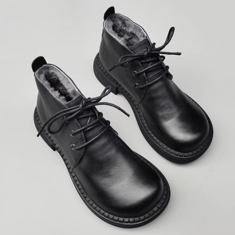 Women's Big Toe Lace up Ankle Boots Derby Boots Have Fleece Lined