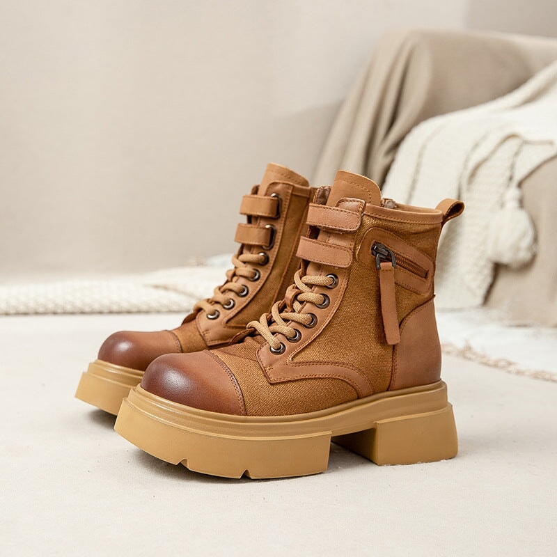 55mm Platform Boots Lace up Martin Boots