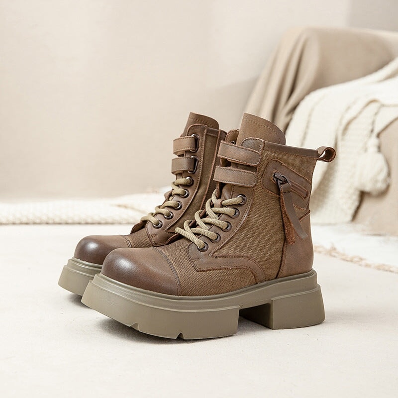 55mm Platform Boots Lace up Martin Boots