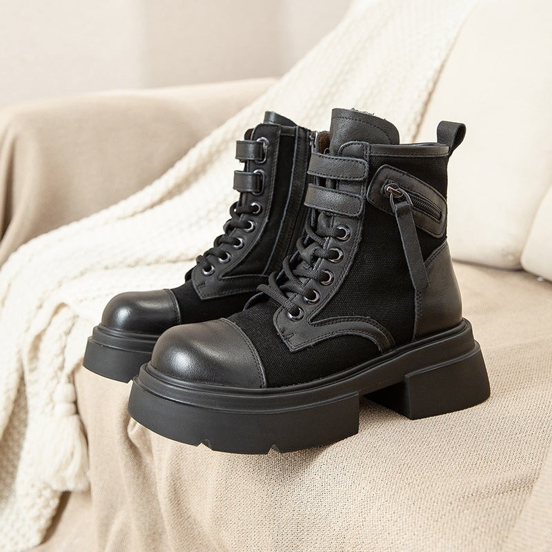 55mm Platform Boots Lace up Martin Boots