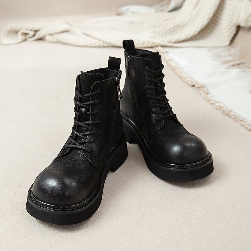 40mm Platform Boots Lace up Martin Boots Big Toe Combat Boots