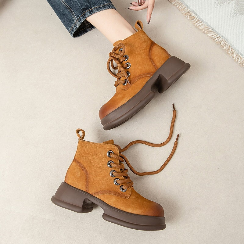 50mm Platform Boots Lace up Martin Boots Round Toe Combat Boots