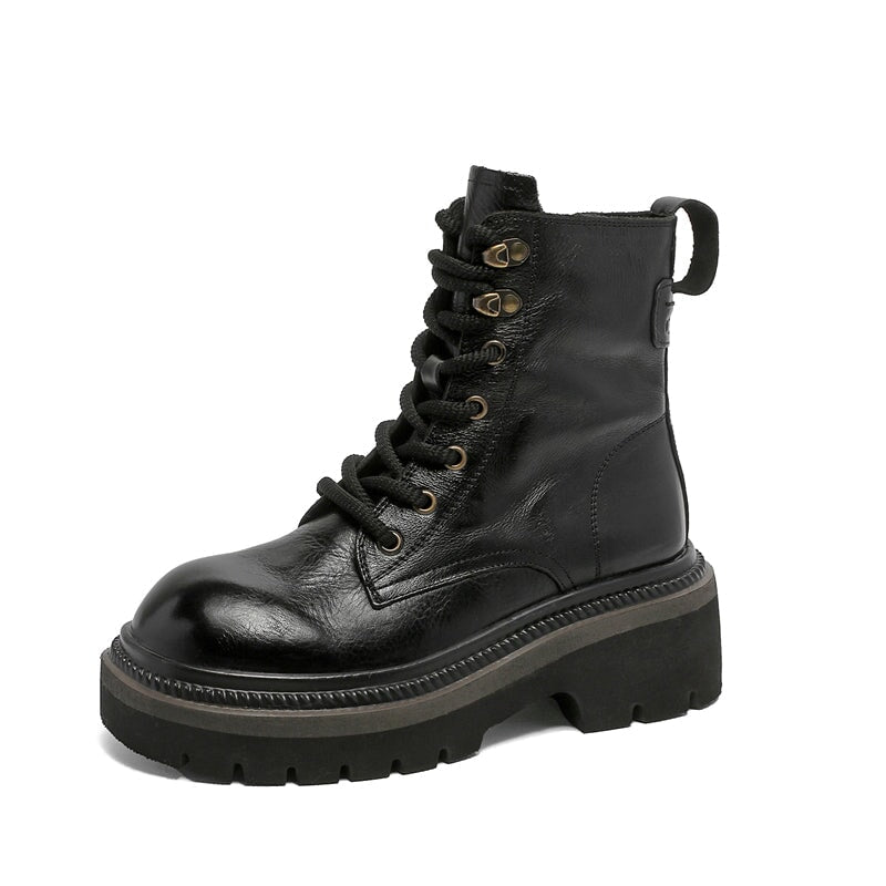 65mm Platform Chunky Lace-Up Combat Boots Martin Boots Ankle Boots