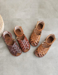 Handmade Vintage Leather Woven Flat Sandals