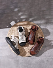 Retro Leather Velcro Summer Sandals