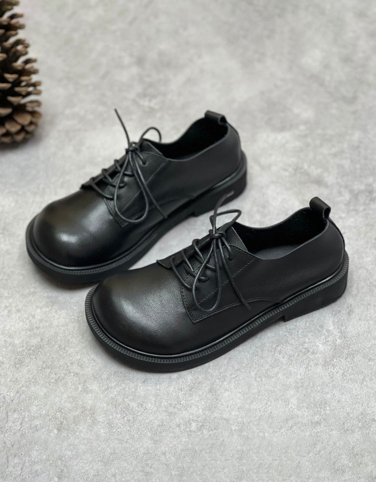 Soft Leather Lace-up Comfortable Wide Toe Box Shoes