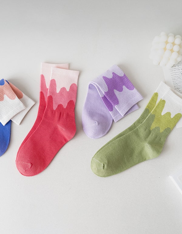 3 Pairs Rainbow Color Cotton Socks