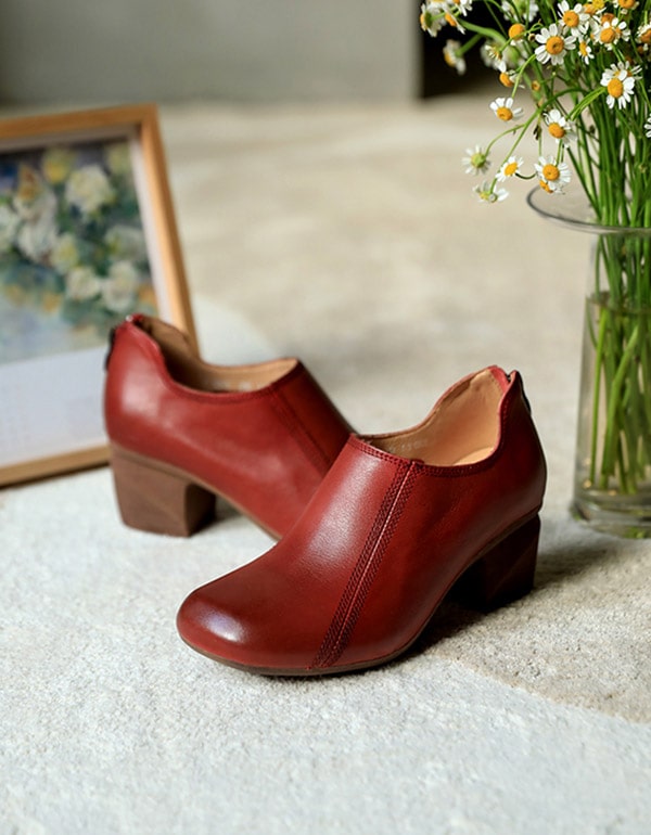 Back-zipper Retro Elegant Chunky Shoes