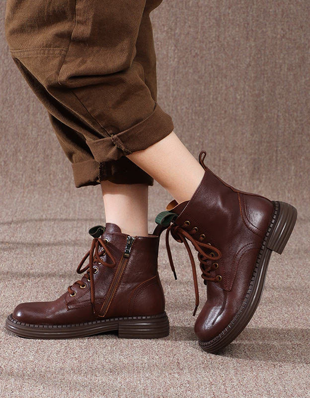 Wide Toe Box Non-slip Leather Retro Ankle Boots