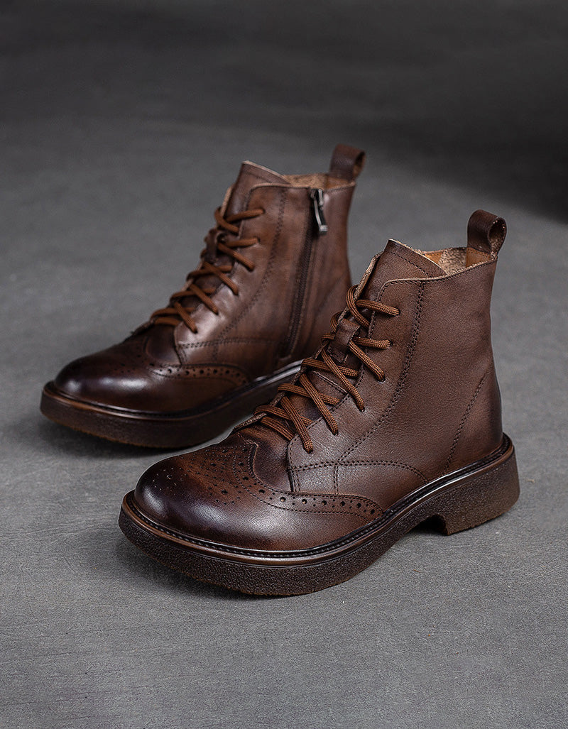 Winter Autumn Round Toe Brogue Style British Style Boots