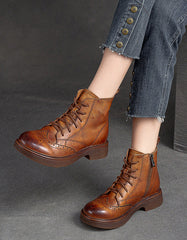 Winter Autumn Round Toe Brogue Style British Style Boots