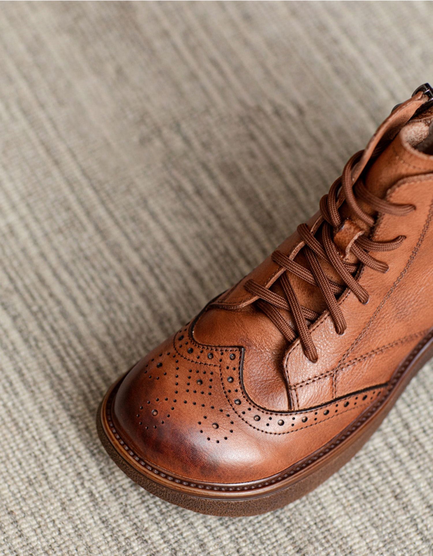 Winter Autumn Round Toe Brogue Style British Style Boots