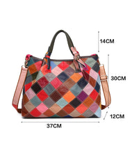 Hand-painted Colored Flower Plaid Women's Handbag