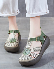 Women's Handmade Cut-out Wedge Sandals