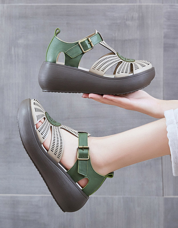 Women's Handmade Cut-out Wedge Sandals